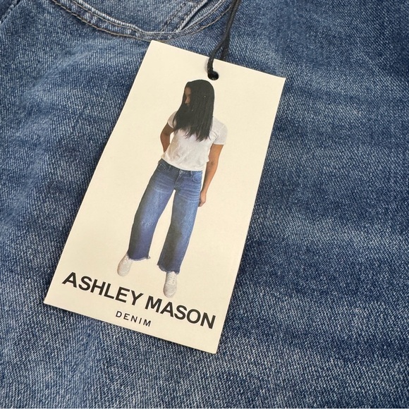 Ashley Mason Barrel Jeans Women’s Sz 7/28 Blue High Rise Wide Leg Raw Hem Denim - Picture 7 of 14
